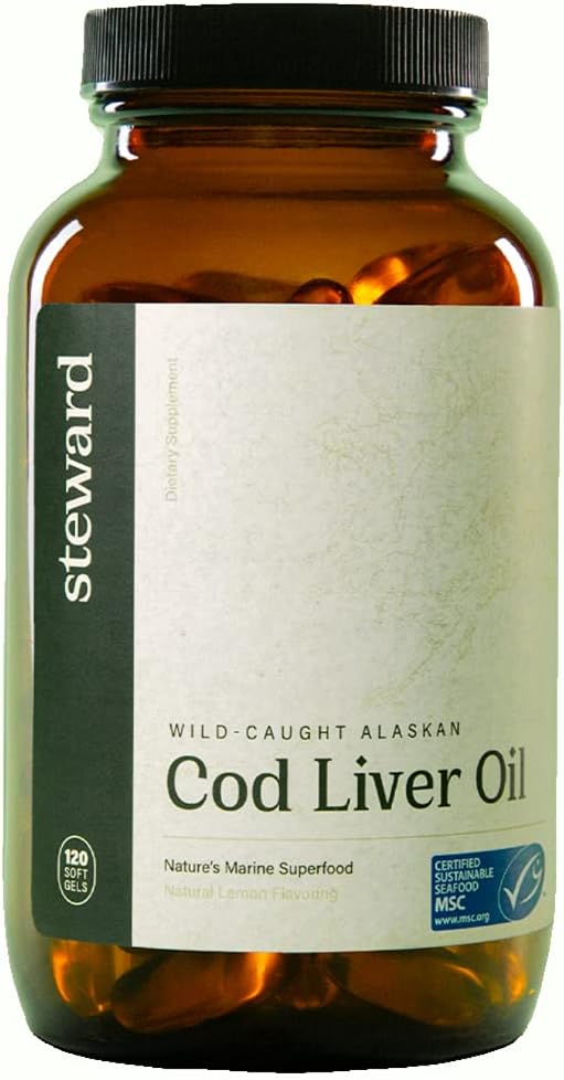 STEWARD - Wild-Caughtאלסקהn Cod Liver Oil 120 Softgels | אומגה 3, DHA, DPA ו-SPMs + Natural ויטמינים A & D