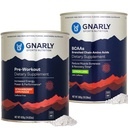Gnarly Nutrition Gnarly Preworkout Strawberry Lemonade Caffeine חינם (14.82oz) BCAAs לימון Lime (10.58oz)