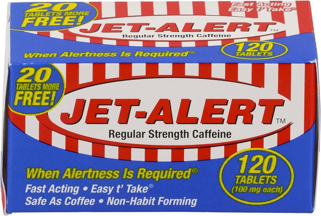 Jet-Alert 100 Mg Every Caffeine Tab 120 Count Packs