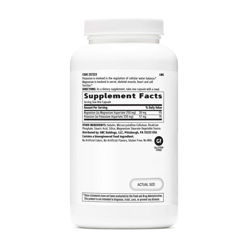 GNC Potassium ו- Magnesium Aspartate 250 מ"ג, עוזר Regulate Water Balance, 240 משרתים