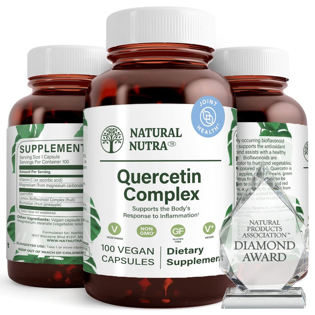 תרכובת Nutra Quercetin טבעית עם Bromelain ו ויטמין Ctrus Bioflavonoid תוסף, תמיכה בגוף לשינויים עונתיים ו רדום הגוף, מקדם בריאות Liver, 100 טבעונית וצמחונית