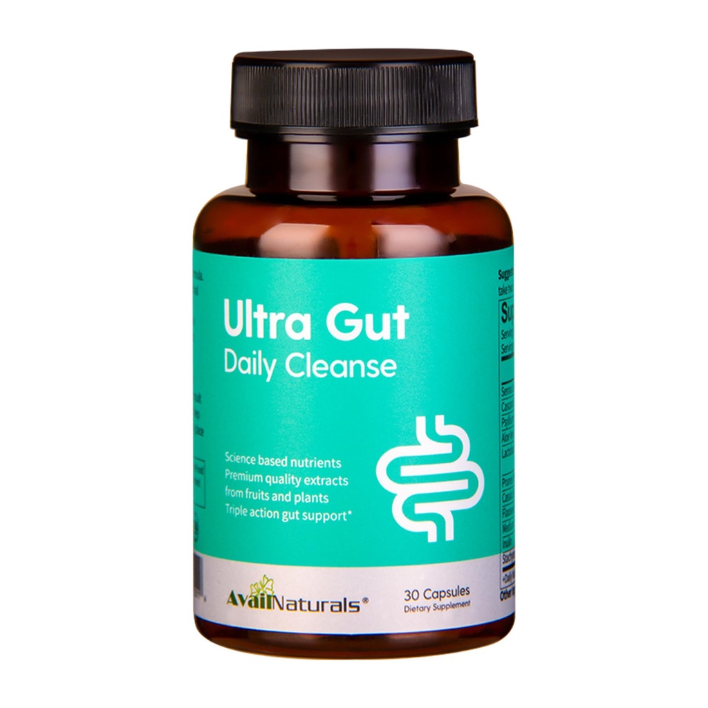 AvailNaturals Ultra Gut Daily ניקוי של 15 יום עם תמצית Senna Leaf, Cassia Seed, 2.5 מיליארד Probiotics & Dietary סיבים, 30 קפסולות