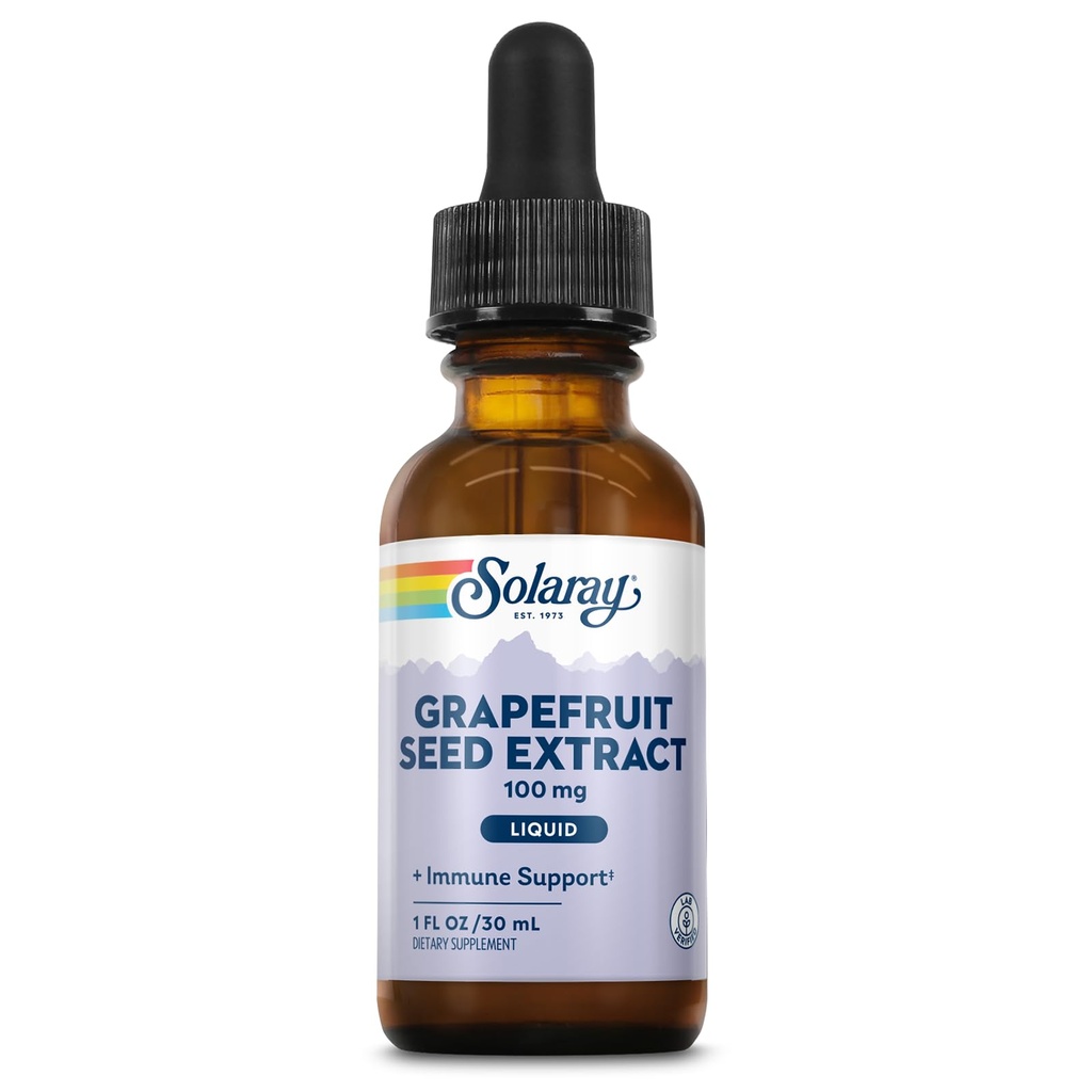 SOLAרי Grapefruit Seed Extracts 100 מ"ג - תוסף תמיכה בריאות - טיפות נוזלים נוח, 60 יום כסף בחזרה להבטיח, מעבדה מאומת, Approx. 100 משרתים, 1 FL OZ