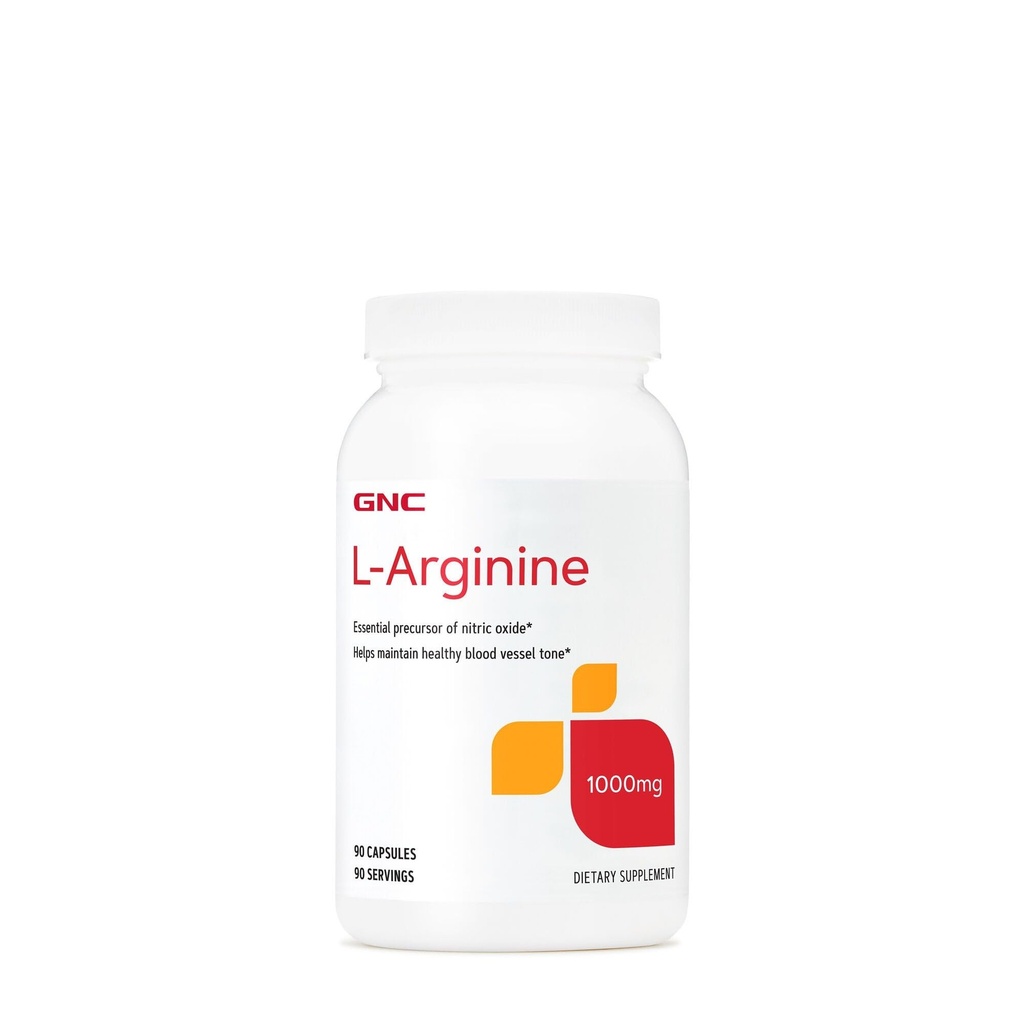 GNC L Arginine 1000 מ"ג תוסף, תומך דם בריא שור טונה, 90 משרתים