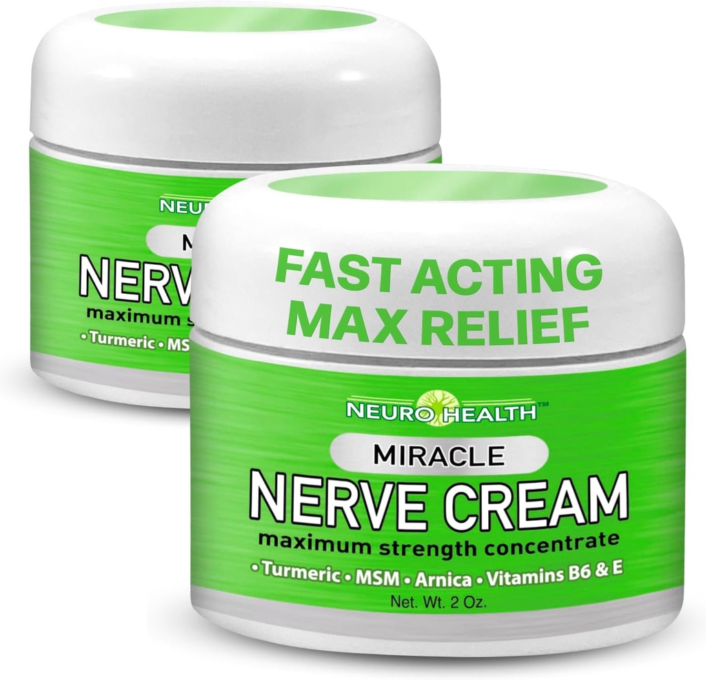 Miracle Nerve Cream - כוח מקסימלי - Turmeric ו Arnica Band for Neuropathy Discomfort - Soothing Foot & Hand Formula with MSM, B6, E - Made in USA - 2 Pack