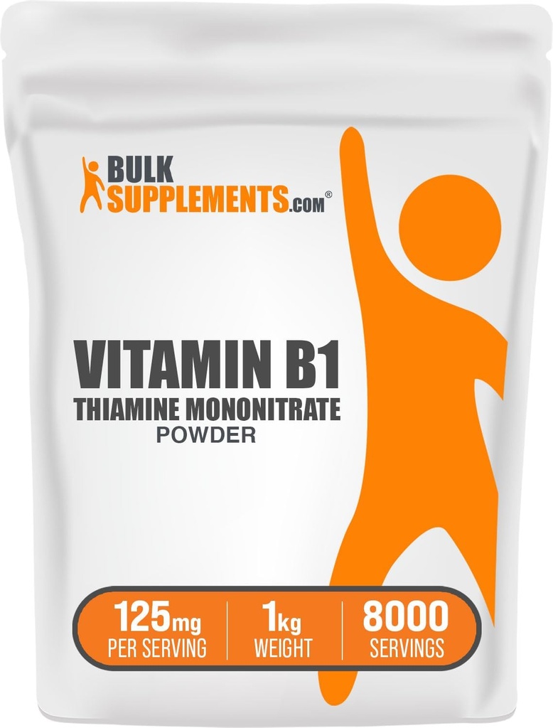 BulkSupplements.com אבקת Thiamine Mononitrate - ויטמין B1 אבקה, Thiamine B1 תוסף - B1 ויטמינים, Gluten Free, 125 מ"ג לשרת, 1 ק"ג (Pack of 1)
