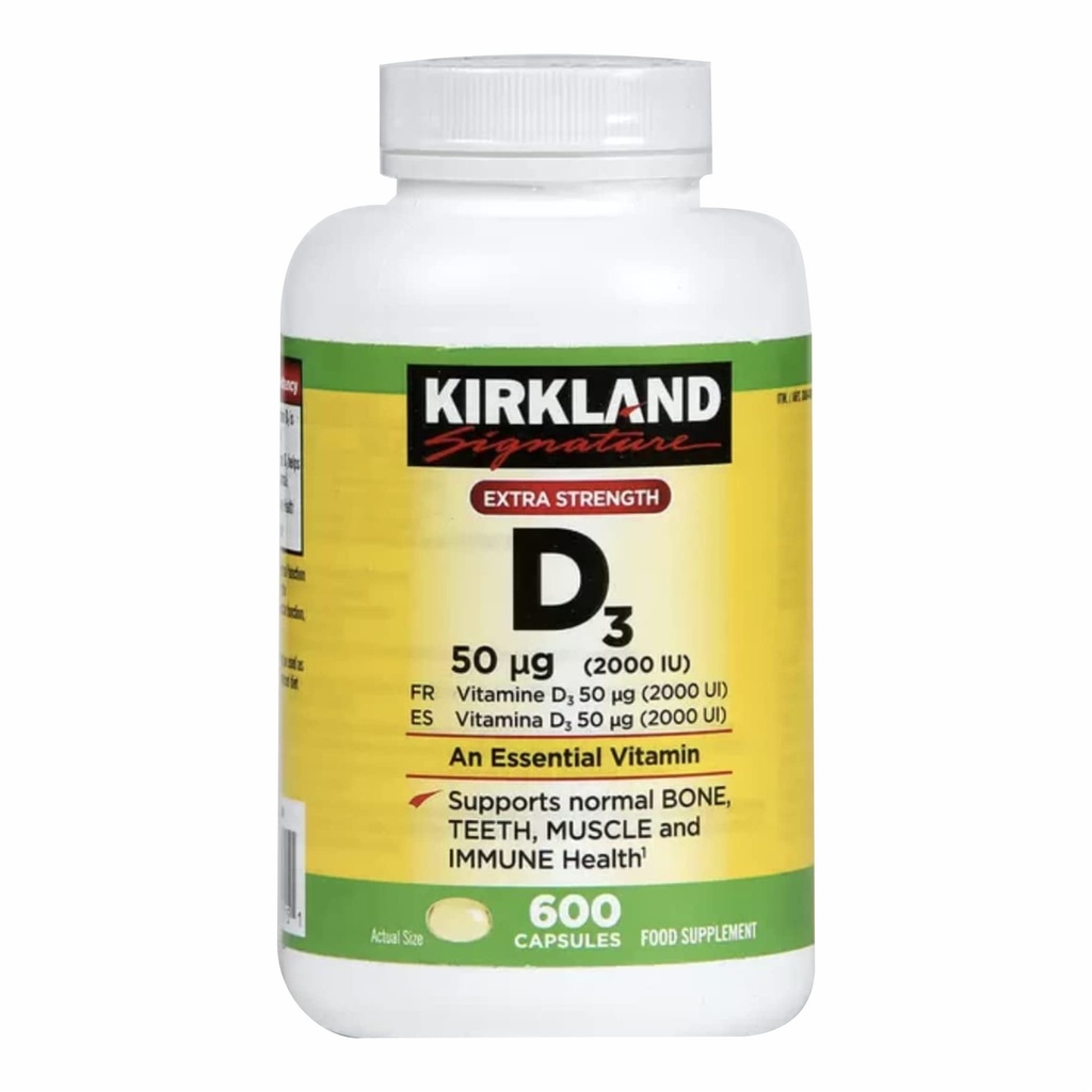 קירקלנד כוח מקסימלי ויטמין D3 600 Softgels (Pack of 2)