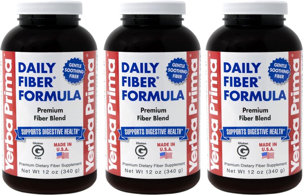 Yerba Prima Daily סיבים אבקת פורמולה - 12 oz (Pack of 3) - Soluble & Insoluble Dietary סיבים תוספת - ניקוי קולון - טבעוני, non-GMO, Gluten-Free