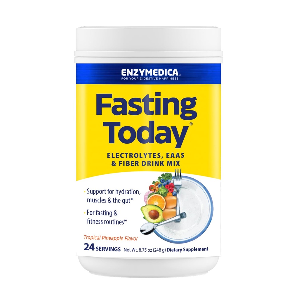Enzymedica, Fasting היום, לסירוגין שתייה מהירה לערבב עם תוסף אבקת אלקטרוליטה עבור הידרה, Appetite ושרירים בריאות, Keto Friendly, Pineapple Flavor, 24 משרתים
