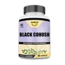 Black Cohosh Made with Organic Black Cohosh Root 1300MG לכל משרת, הורמוני איזון, Natural Menopause & Menstrual Support, Women Health Support, 90 קפסולות טבעוניות, 45 משרתים