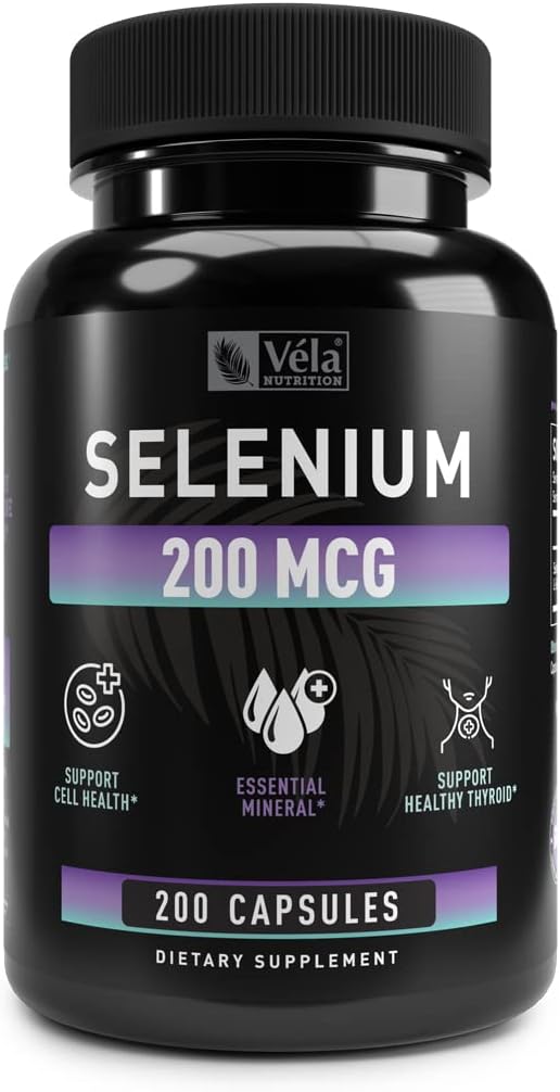 תוספי קפסולת סלניום | 200mcg | תמיכה באנטי-חמצן בריא, Immune, Reproductive ו- Thyroid Health * | Non-GMO, 3rd Party Tested | 200 קפסולות