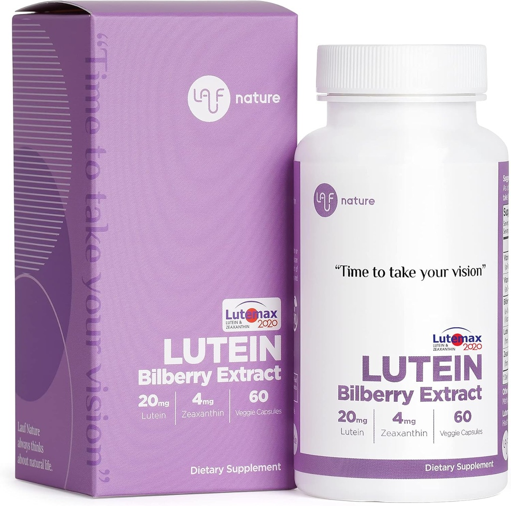 Lutein 20 מ"ג עם Zeaxanthin 4 מ"ג ו- Bilberry לחלץ 100 מ"ג, ויטמין, תומך חזון ו Macular Health, LUTEMAX 2020, Non GMO, טבעוני, Gluten Free - 60 משרתים