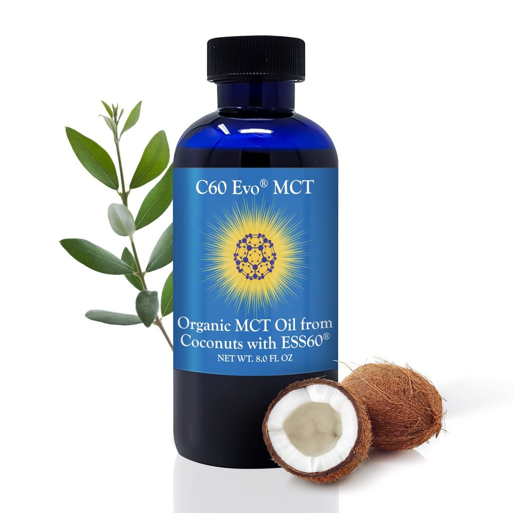 שמן MCT מ קוקוס עם C60 ESS60, Immune Support, Sleep Aid Rich in Antioxidants, Flexibility ותוסף תמיכה משותף, מקדם את MCT בריאות עבור אנרגיה Boost, 8 oz