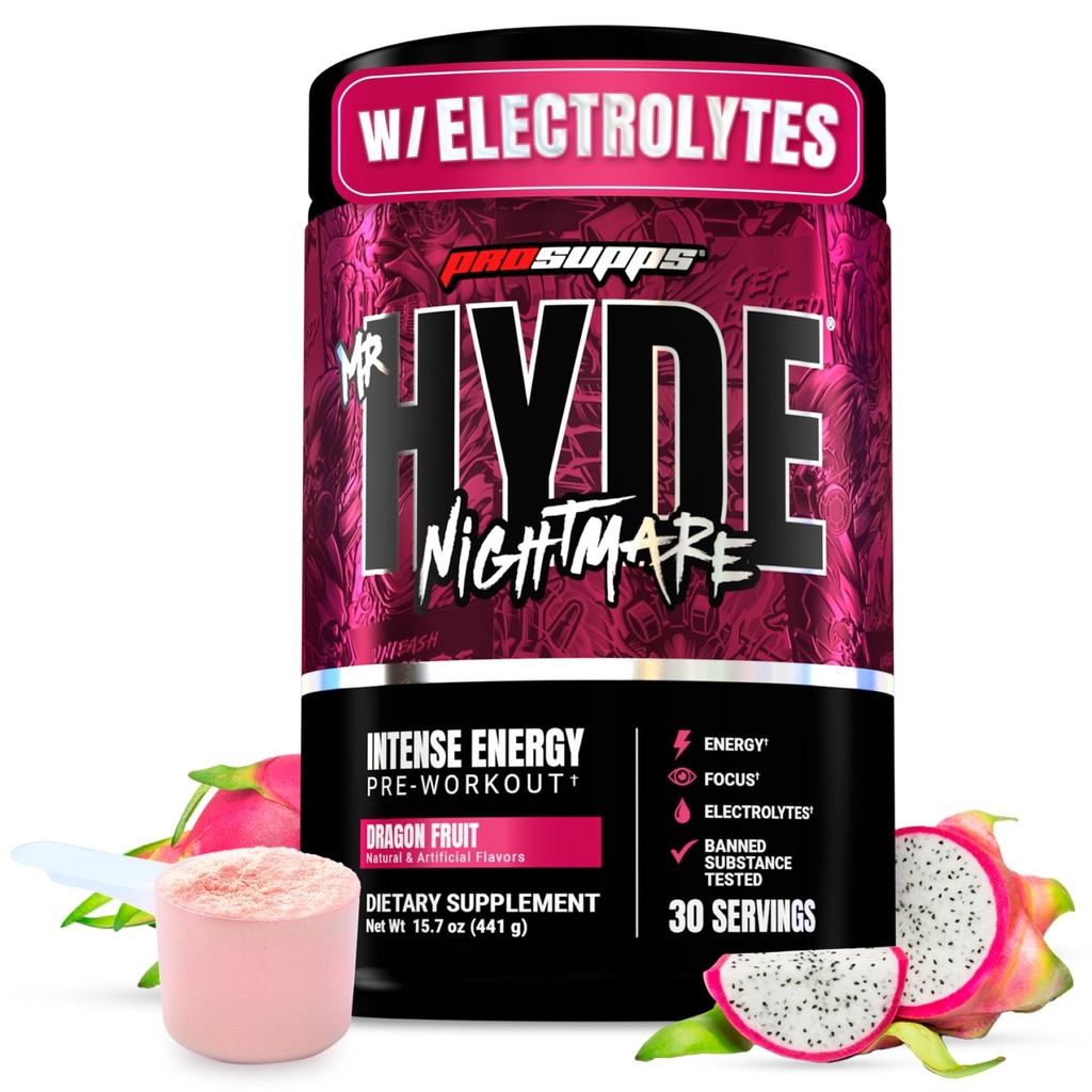PROSUPPS מר הייד סיוט טרום עבודה אבקה עם Caffeine & Beta Alanine - Preworkout for Intense Energy, Mental Focus & Performance - & Fitness Supplements (פרי דראגון, 30 משרתים)