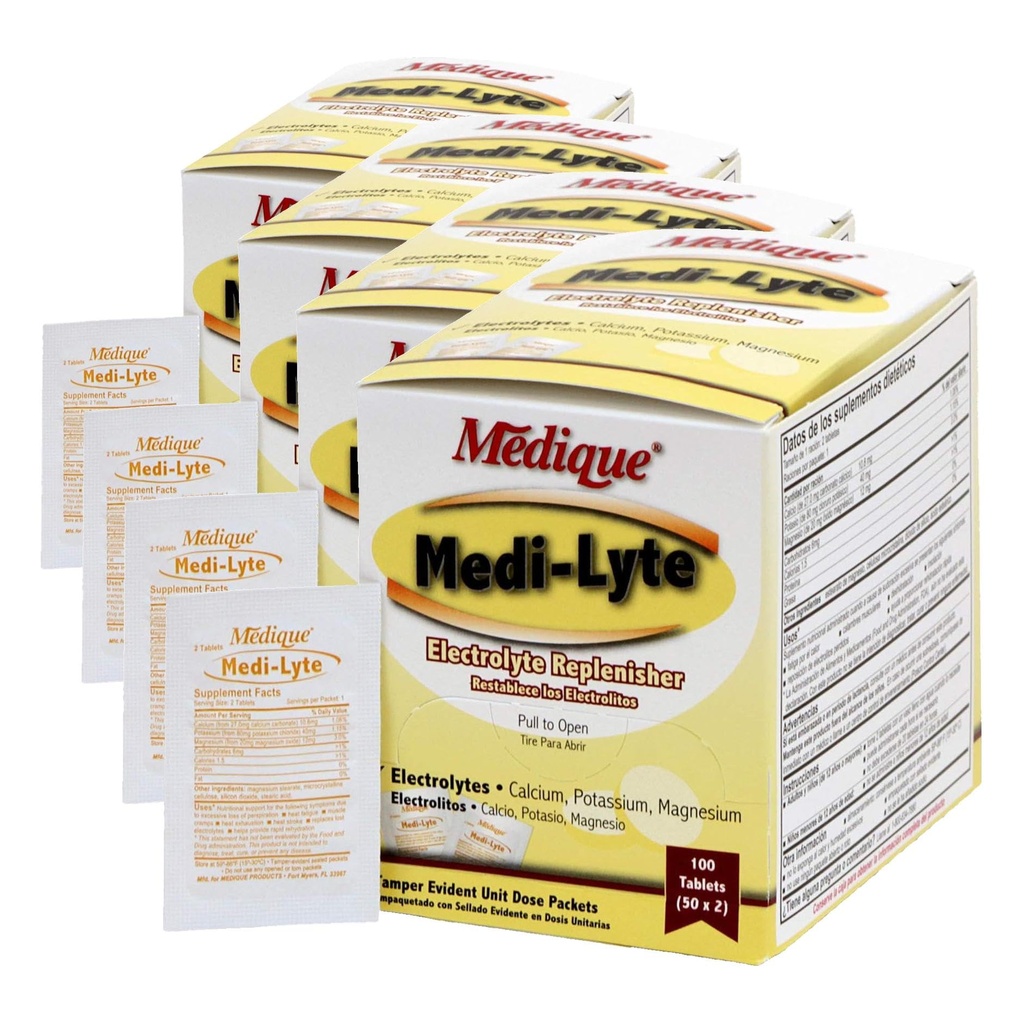 Medique 03033 Medi-Lyte טבליות w/Potasium Chloride עבור Cramps, 100-Tablets (Pack of 4)