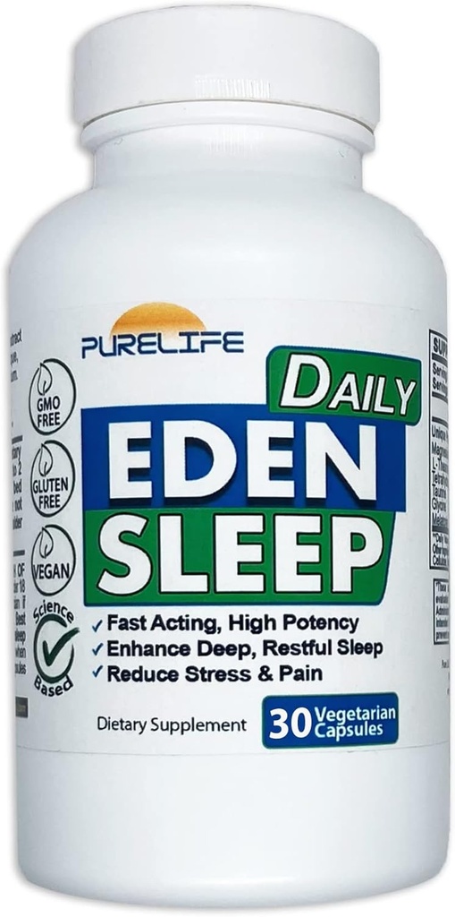 Eden Daily Sleep (New GABA Free Formula) - Fall Asleep Faster, הרהר את הגוף שלך, לקדם שינה עמוקה ונינוחה (30 קפסולות טבעוניות)