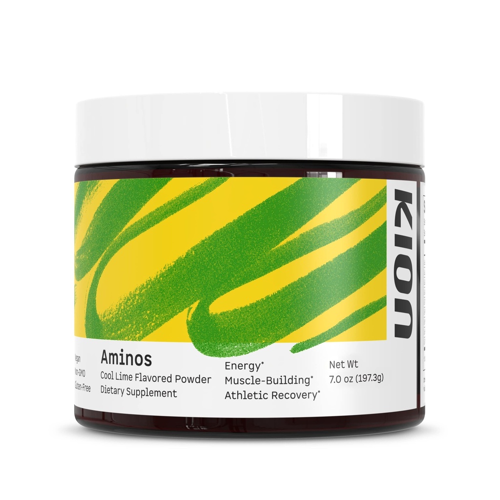 Kion Aminos Essential Amino Acids תוסף - אבקת Amino Acid, Amino Energy אבקה, אנרגיה חיונית ללא קפאין, Essential Amino Acids, BCAA EAA - 30 משרתים, Cool Lime