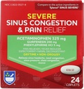 Rite Aid Daytime Severe Sinusungestion & Pain Relief - Acetaminophen, 325 מ"ג - 24 Caplets | Multi-Symptom non-Drowsy | הקלה | Cold and Sinus Medicine for Adults