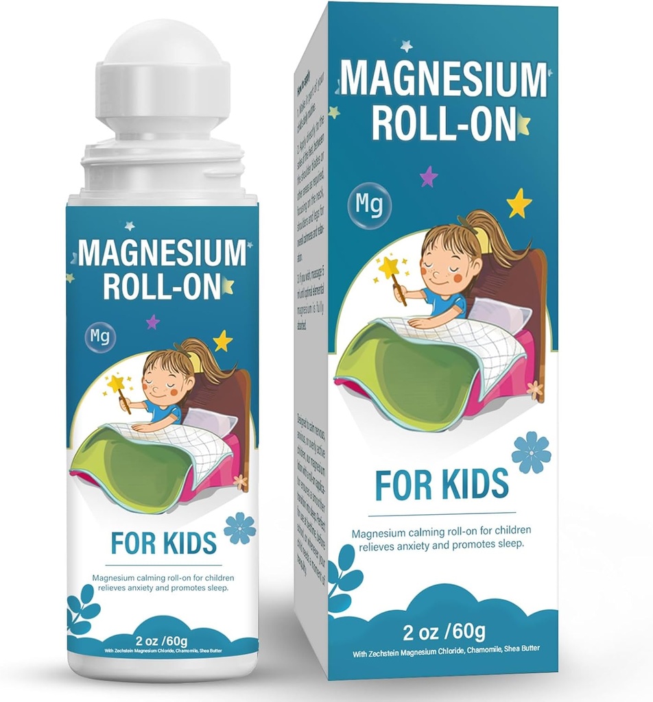 Magnesium Lotion for Kids, Magnesium Roll on for Sleep & Calm - Help Children Calm and Sleep, Topical Magnesium Cream - Support a Balanced Mood, Bedtime & Nightm