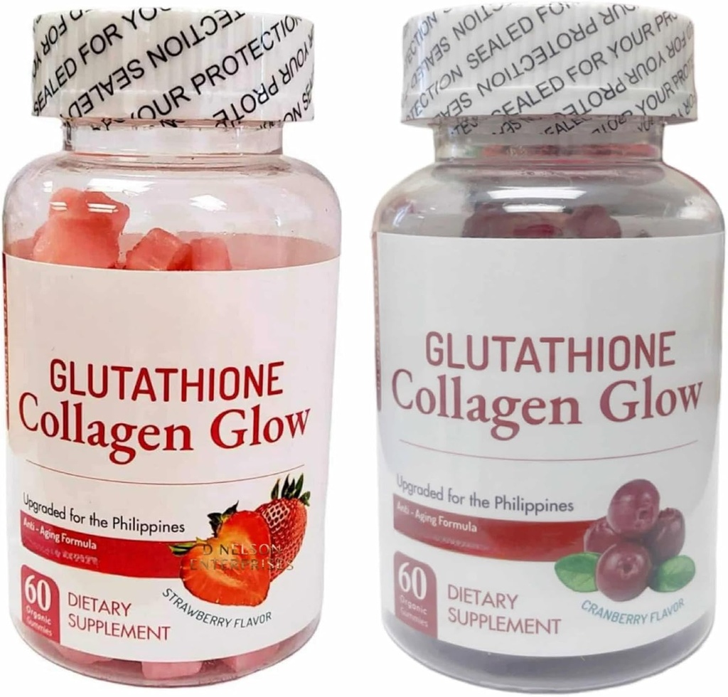 Generic Nature Glow Glutathione Collagen - Strawberry & Cranberry Flavor Bundle, 60 חניכיים Chewable לכל אחד