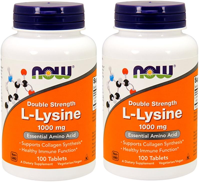 Now Foods L-Lysine 1000mg, 100 טבליות (Pack of 2)