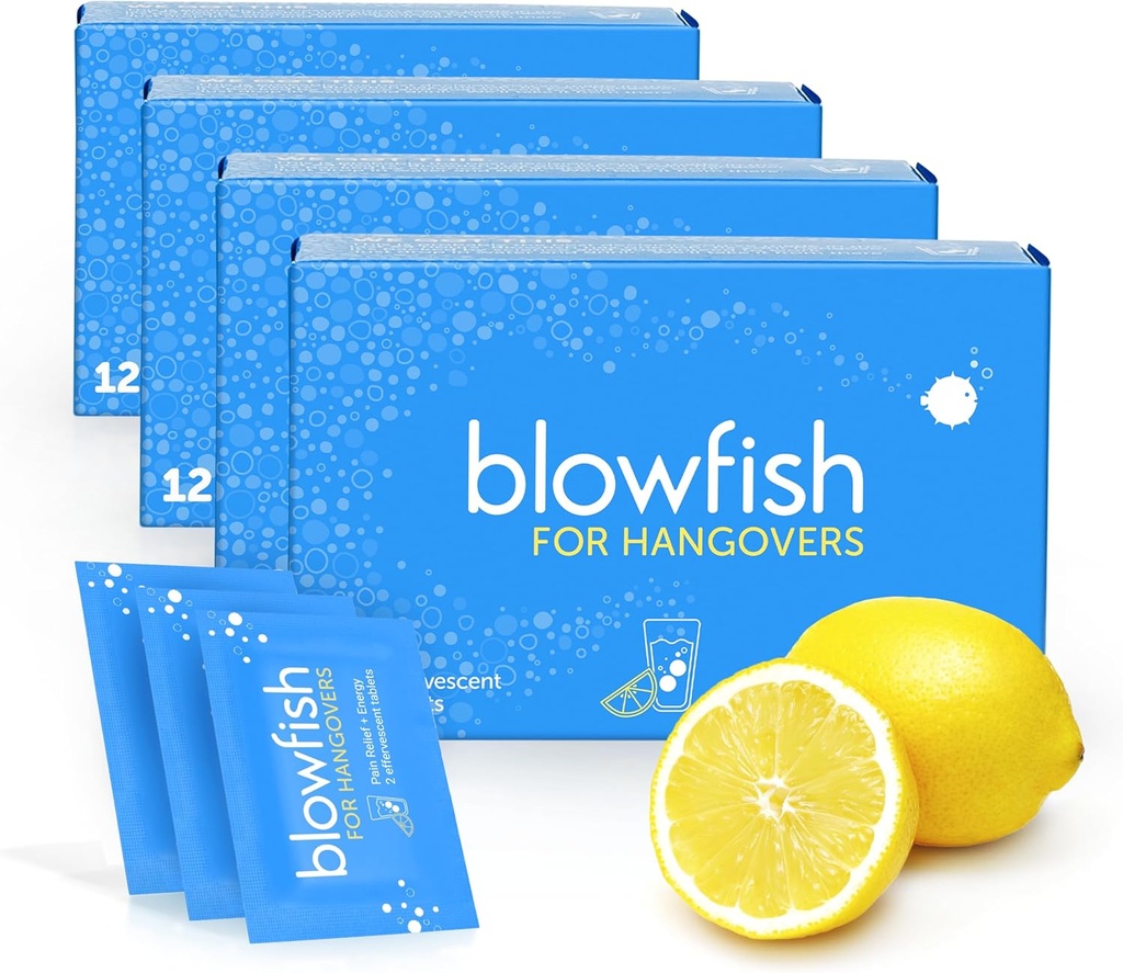 דגים ל-Hangovers | Fast, Hangover Relief | Works in 15 Minutes | Hydrates, Relieves Headache, and Boosts Energy in One Step (4 Boxes)