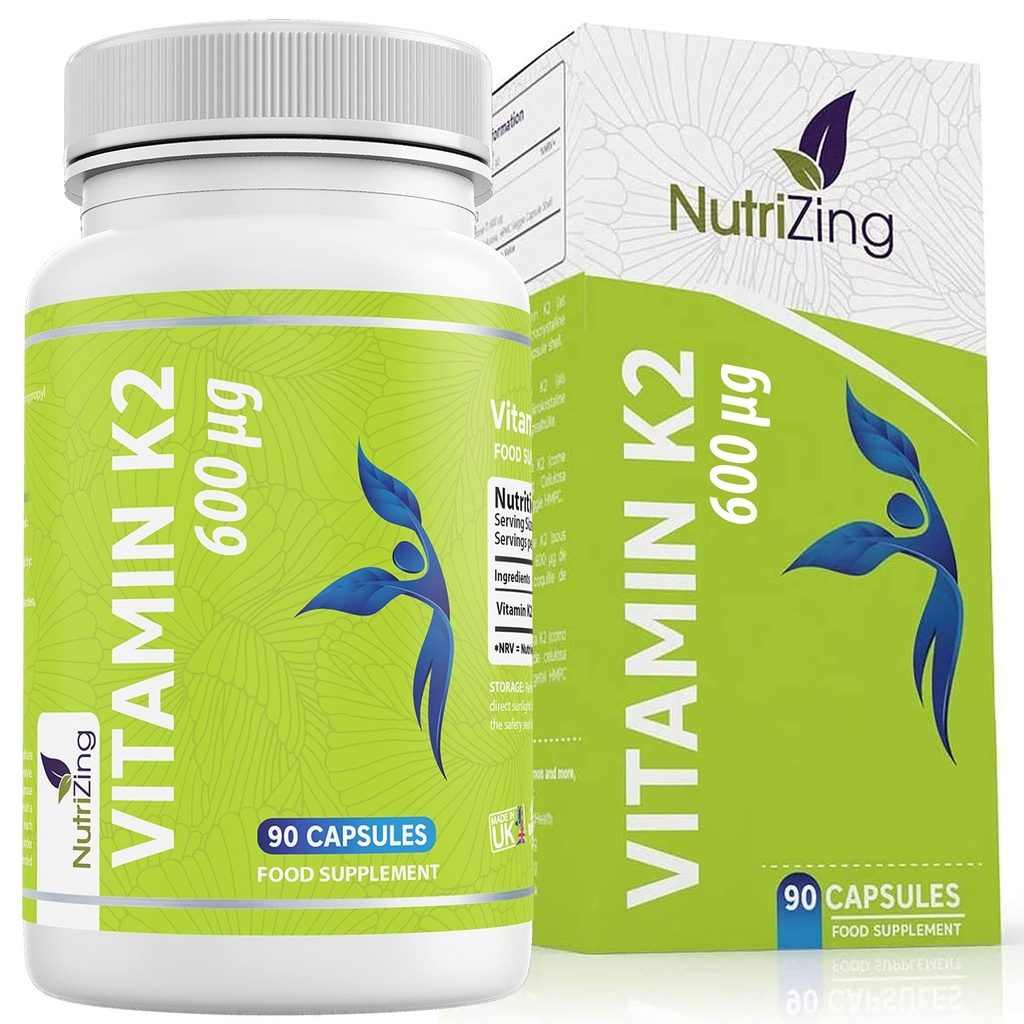 תוספי מזון K2 ויטמין MK-7 - כוח גבוה 600mcg - תמיכה העצם & Arterial Health - 90 קפסולות טבעוניות - ויטמין K2 לגברים ונשים - 3 חודשים אספקה