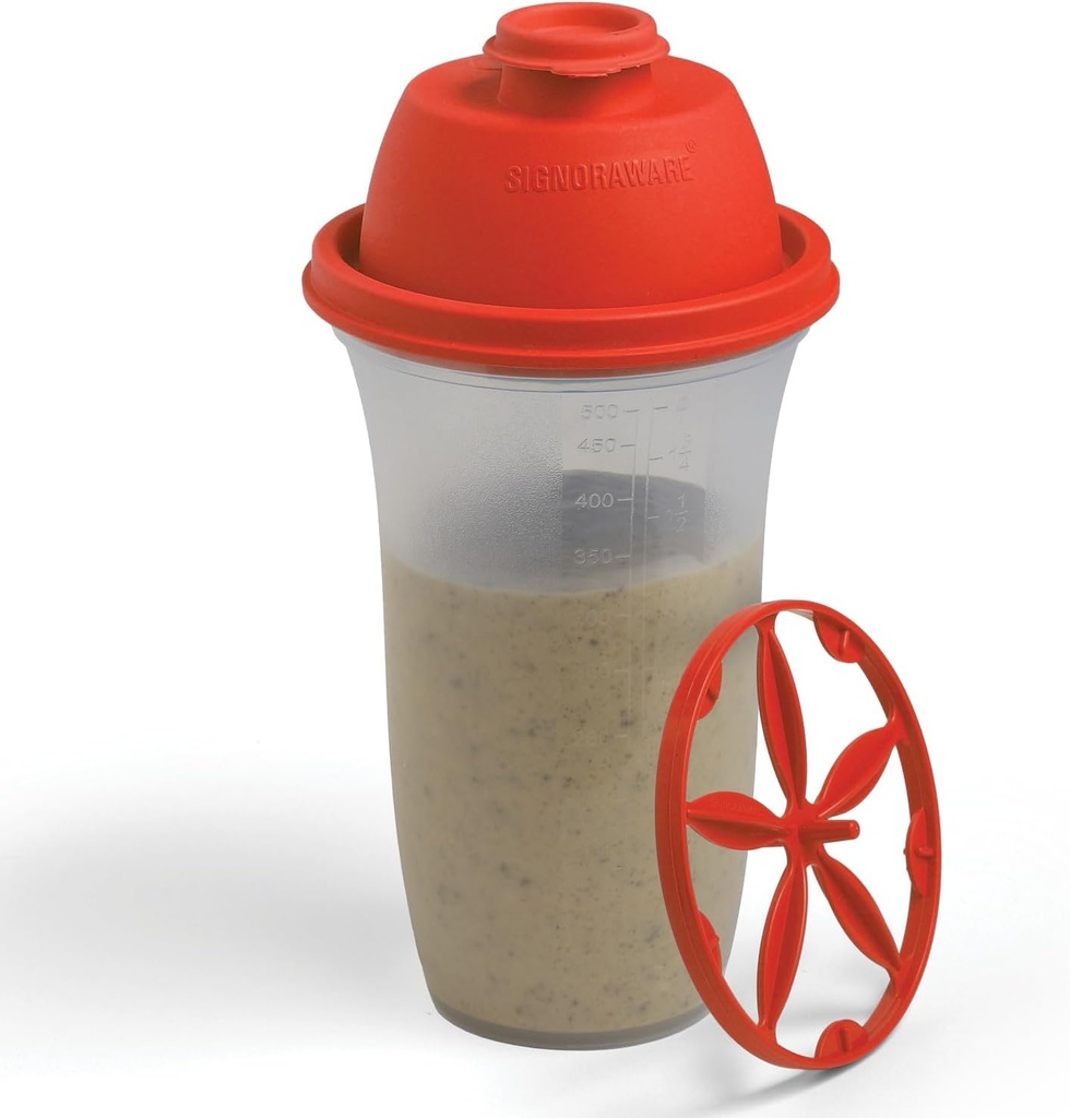 SIGNORA WARE Shaker Bottles | 17-Ounce פלסטיק חלבון שקד בקבוק עבור Meal החלפת Shakes & Smoothies, Beverages, Mixing Salad Dressing & Sauces, Margarita ועוד