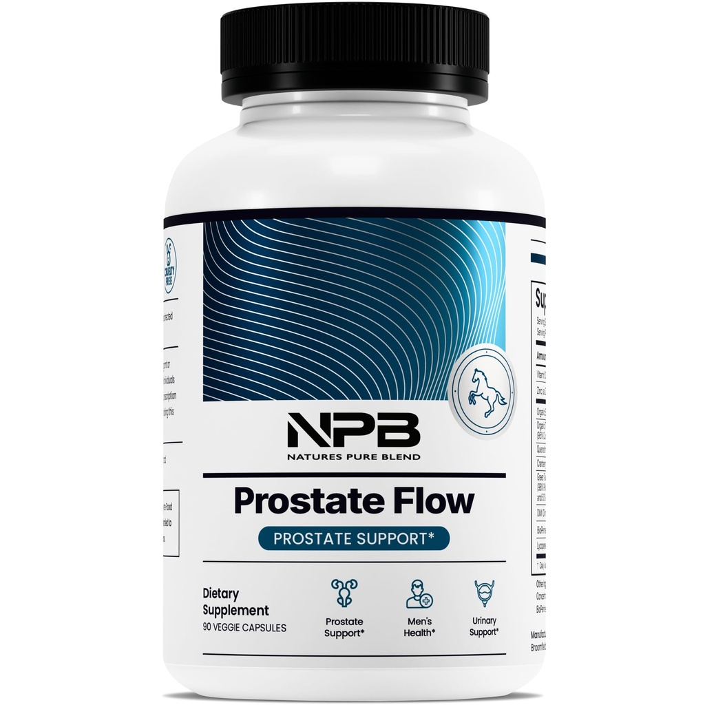 כדור הארץ הטהור של הטבע Prostate Flow - Prostate Health Supplements for Men with Saw Palmetto, Herbal Complex and Essential Foodsents - תמיכה ב- Flow, Balance, Hairחוזק ו-Life - 90 קפסולות