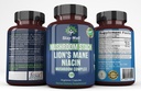 Lion Mane Mushroom תוספת קפסולות עם Niacin | Mushroom Complex קפסולות, עם טורקיה Tail Mushroom, Chaga Mushroom ו Reishi Mushroom, Mushroom תוספי קפסולות תוספי קפסולות