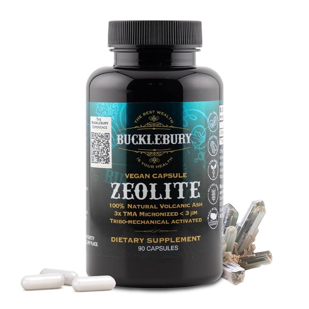 BUCKLEBURY Micronized Zeolite כמוסות - מינרלים Zeolite Detox למבוגרים - תומך במערכת החיסון, Metabolism & Digestive Health - פורמולה מתקדמת לגברים ונשים - 90 קפסולות טבעוניות