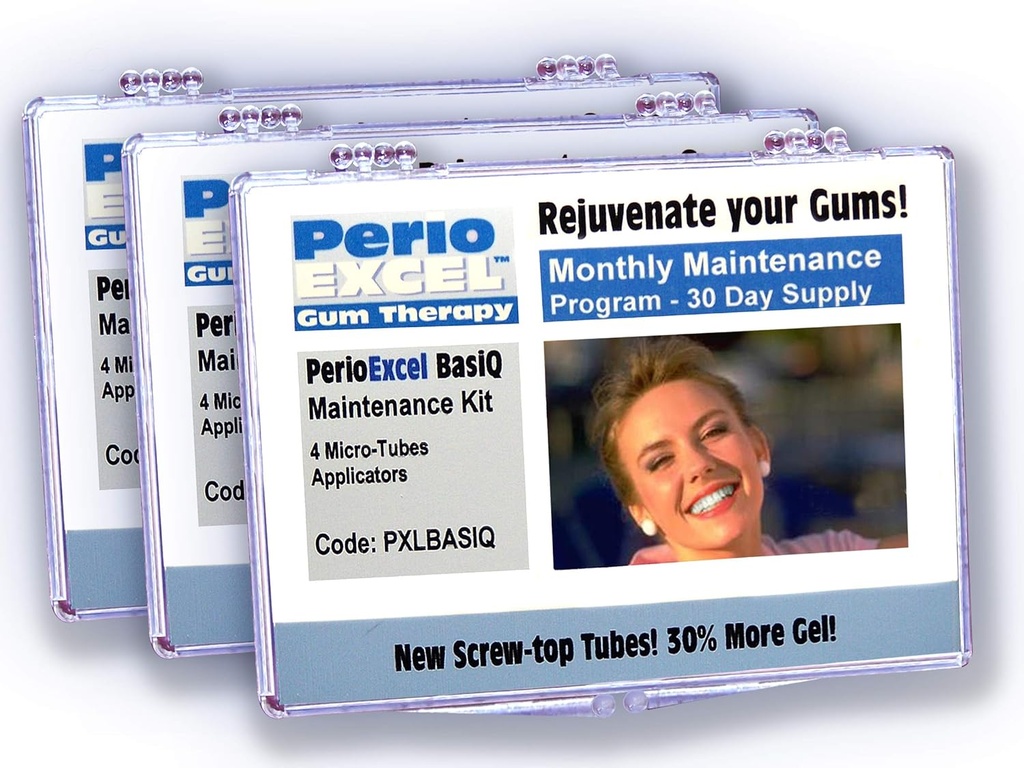 PerioEXCEL PXL Basic Tripack Gum Therapy Gel עם CoQ10 Gum Gel, Fights Bleeding, רגיש חניכיים עבור. ערכת טיפול חניכיים ייחודית עבור חניכיים חזקות ובריאות, 3Month Supply