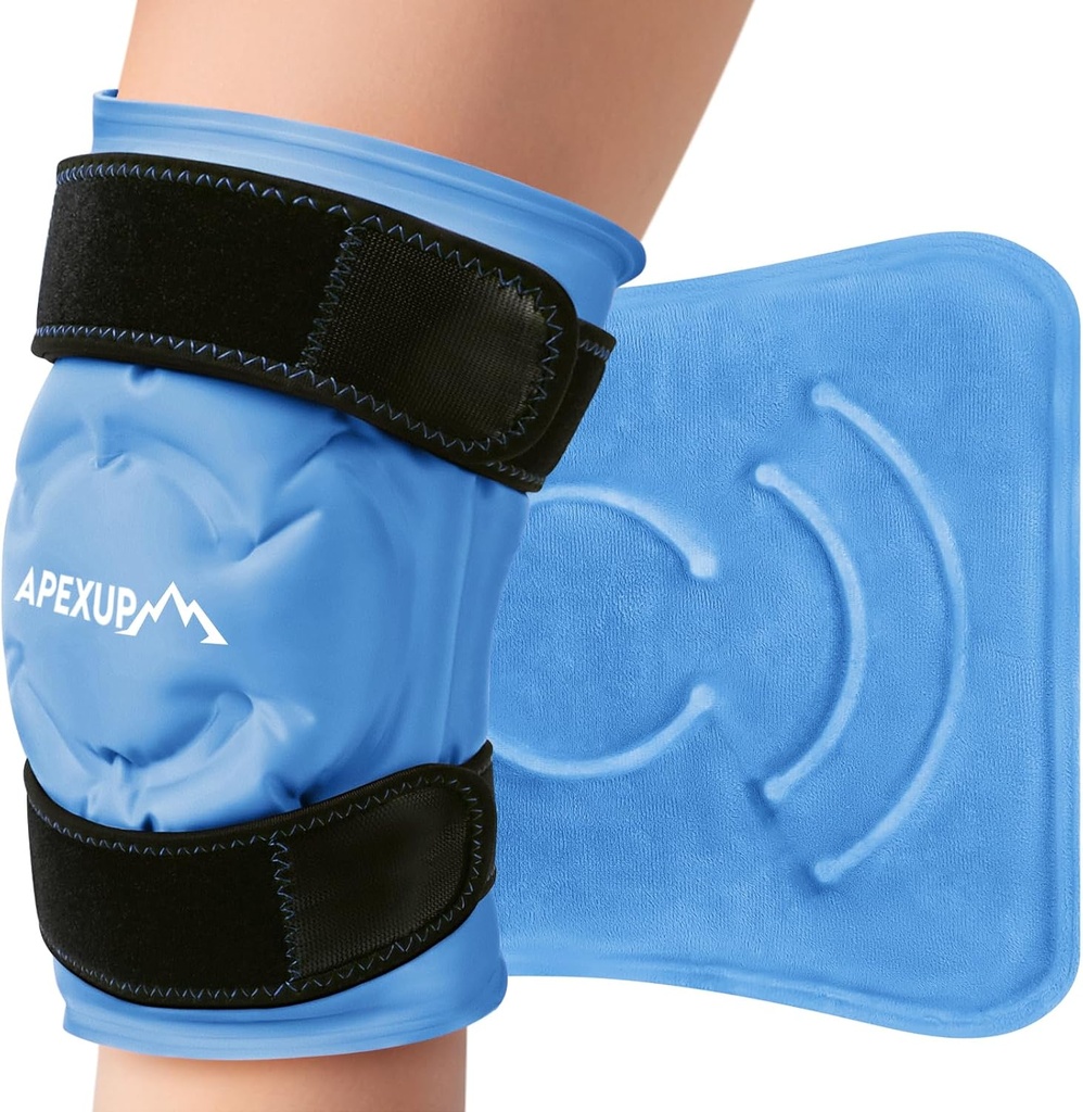 APEXUP Ice Pack for Knee Pain Relief, ראפ גדול לאחר ניתוח, גמיש גל קר Pack עבור פציעות, כאב הקלה עבור Back, Shoulder, Elbow, Ankle ו Leg (כחול, L, 1PK)