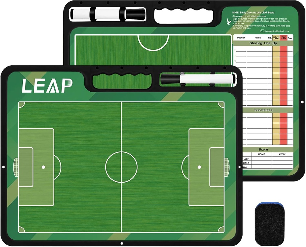 LEAP המאמן Board Premium Tactical Clipboard Two Sides with Full & half Court מייבש Erase Marker Board for כדורסל, כדורסל, כדורגל, הוקי