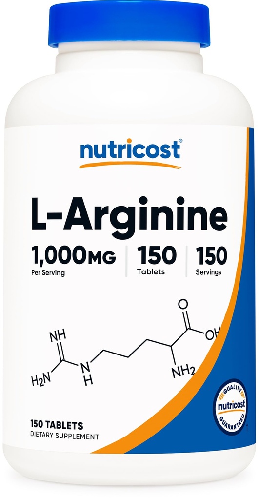 טבליות מזון L-Arginine 1000mg, Amino Acid Tablets (150 טבליות)
