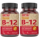 DEVA Vegan ויטמין B12 Fast Dissolve תוסף - Once-Per-Day Complex with 1000 Mcg Methyobalclamin B12, Folic Acid, B6 - Lemon Flavor - 90 טבליות בלתי פתורות, 2Pack