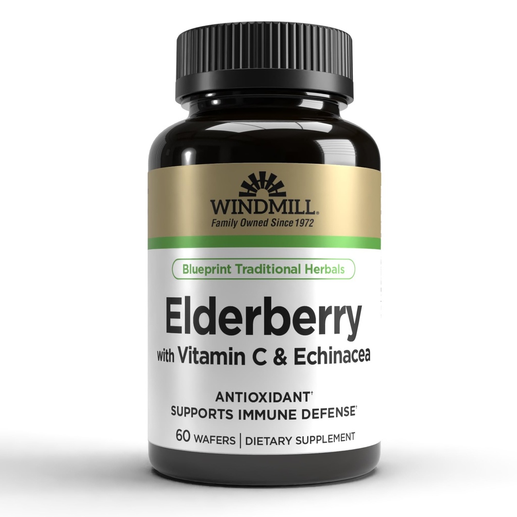 Windmill Elderberry עם ויטמין C & Echinacea קפסולות 60
