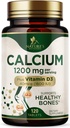 Calcium 1200 מ"ג עם ויטמין D3 - תוסף בריאות העצם, ויטמין D & Calcium תוספי עבור נשים וגברים - כוח עצם, שיניים ותמיכה החיסון, כדורי Calcium של הטבע, בבקבוק בארה"ב - 120 טבליות