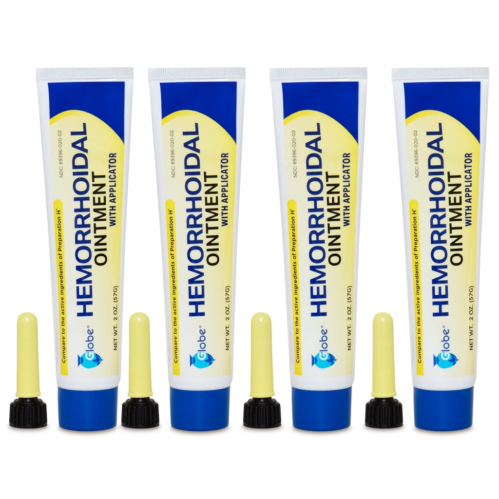 Globe Hemorrhoidal Ointment, Phenylephrine HCl, Petrolatum, מינרלים שמן, הקלה מ Burning, גירוד ו Discomfort של טחורים, 2 Ounces (4 Pack)