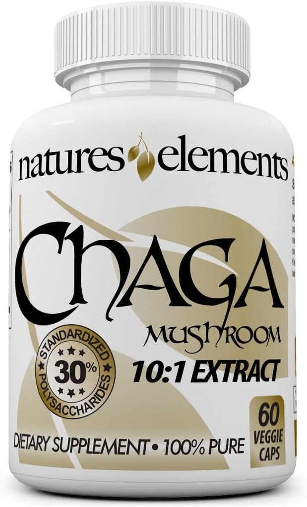 Chaga Mushroom - 10:1 סטנדרטי לחלץ עם 30% Polysaccharides - 1,000 מ"ג פרי המשרת - 60 ווגי קפסולות - תמיכה בריאות Immune - non-GMO, Gluten-Free - תוסף צמחי