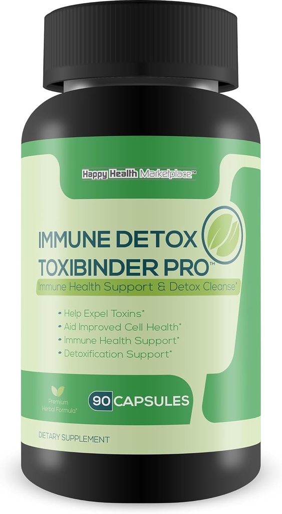 Immune Detox Toxibinder Pro - Detox & Immune Support Supplement - Help Expel Toxins - Natural Detox ניקויse - Psyllium, ויטמין C, ג'ינג'ר, Zinc, Dandelion Root - Full Body Detox Immune Boost תמיכה