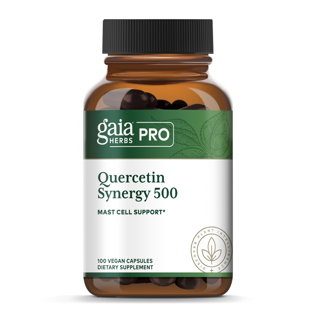 GAIA HerBS PRO Quercetin Synergy 500 - Immune System Support Supplement * - תוסף בריאות סלולרי * עם Quercetin, Bromelain & Turmeric - 100 קפסולות (100 משרתים)