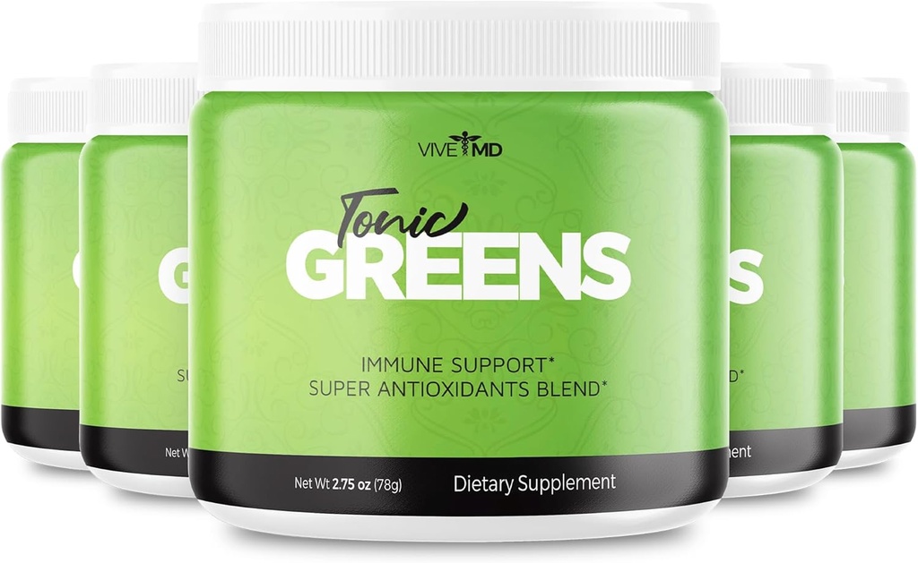 Tonic Greens ויטמין Boost תוסף פורמולה רשמית - אנרגיה ירוקה טבעית תוספת כוח עם BCAA, L-Glutamine, ויטמין B6, אנרגיה מהפכנית לתקן בעיות (5 Pack)