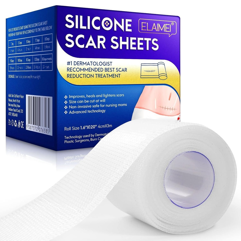 חדש Transud Silicone Scar Sheets (1.6) x 120 "Inch - 3M), Away Scar Tape,Scar Strips, Reusable, Professional Scar Removal Sheets for C-Section, Surgery, Burn, Keloid, Acne et Scar Patch.