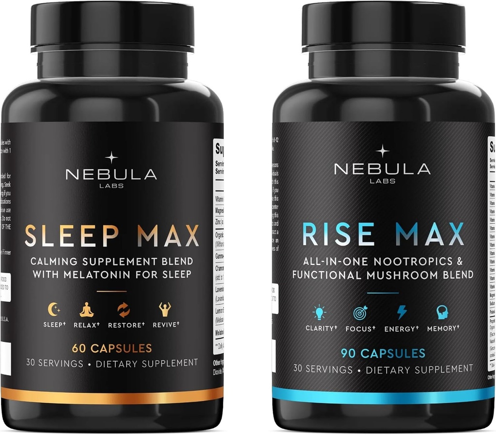 Bestseller Sleep Max & Rise MAX Professional Bundle All-in-One Premium Nootropics & Functional Mushroom Band & Calming Band for Sleep