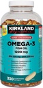 קירקלנד חותם Super Concentrate אומגה 3 שמן 1200 מ"ג, EPA 500 / DHA 250 מ"ג, 330 Clear Enteric Softgels
