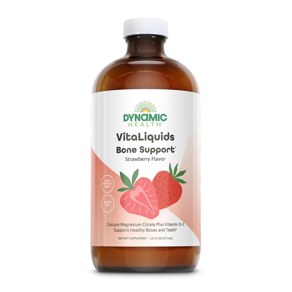 תמיכה בעצמות לכל החיים, Calcium Citrate, Magnesium Citrate ו- ויטמין D-3, הירגעות, העצם ותמיכה בשרירים פורמולה, Easy Absorption, Made Without Milk and Gluten Free, Strawberry Flavor, 32 משרתים, 16 FL OZ