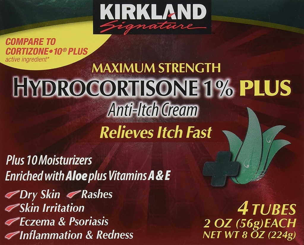 Kirkland hydrocortisone %1 Cream 2 אוונס (Pack of 4)