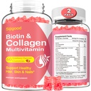 2 Pack Collagen Gummies for Women Men, hydrolyzed Collagen Peptides סוגים I,II, III,V,X עם biotin & Hyaluronic Acid, ויטמינים C A D E B12 K2 תמיכה, סוכר חינם עבור העור נומס אנרגיה חסינות
