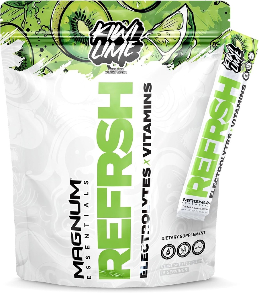 MAGNUM ESSENTIALS REFRSH אלקטרוליטים X ויטמינים 15 לשרת באג - קיווי Lime